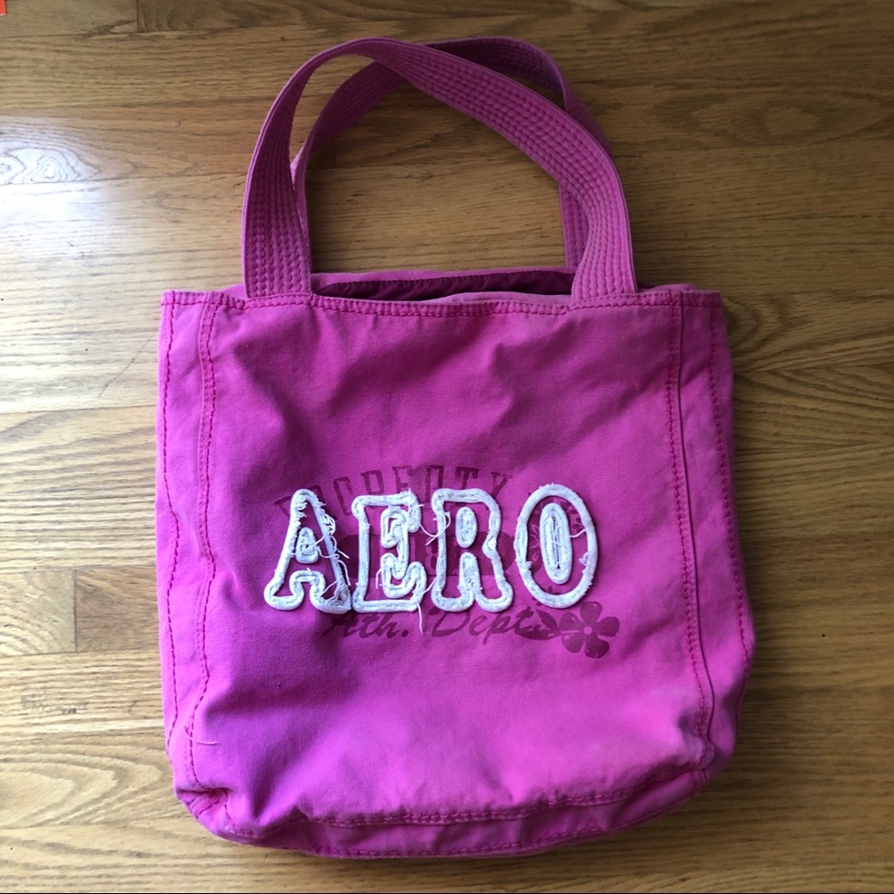 Y2K 90s Tote Bag Pink Sturdy Canvas Large Aeropostale